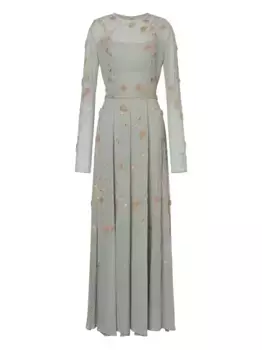 Платье с цветочной вышивкой Alberta Ferretti, серый