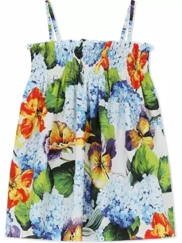 Платье с цветочным принтом Dolce & Gabbana Kids, синий