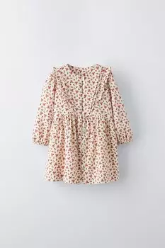Платье с цветочным принтом ZARA, экрю