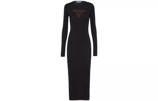 Платье с длинными рукавами женское черное Prada