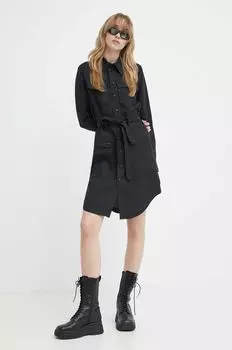 Платье с добавлением льна G-Star Raw, черный