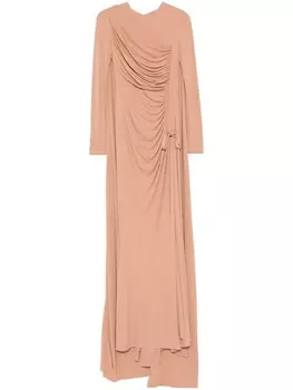 Платье с драпировкой Elie Saab, нейтральный цвет
