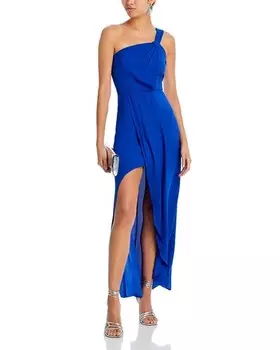 Платье с искусственным запахом на одно плечо BCBGMAXAZRIA, цвет Blue