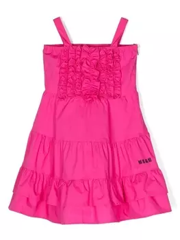 Платье с оборками и вставками MSGM Kids, розовый