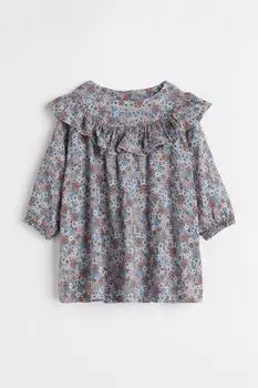 Платье с оборкой H&amp;M, синий/цветы
