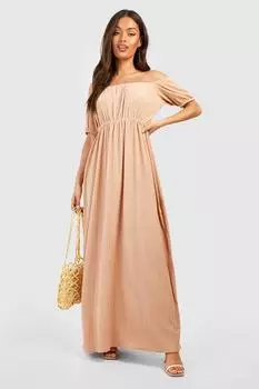 Платье с открытыми плечами Boohoo, серый