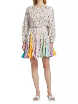 Платье с поясом и принтом ella daisy RHODE Embroidered