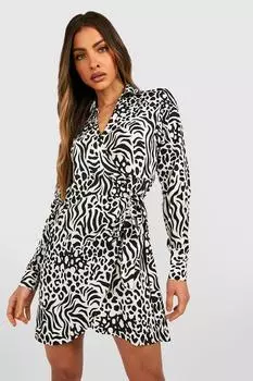 Платье с принтом Boohoo, черный