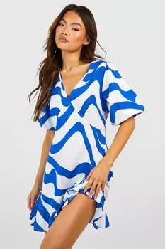Платье с принтом Boohoo, кобальтовый
