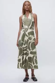 Платье с принтом ZARA, белый