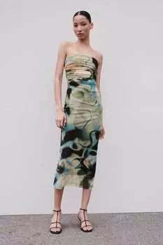 Платье с принтом ZARA, синий
