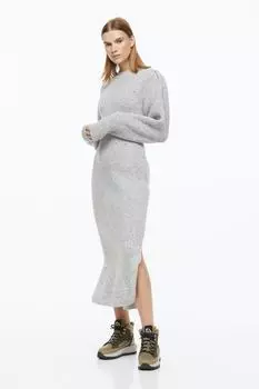 Платье с пышными рукавами H&amp;M, светло-серый