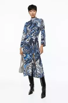 Платье с рюшами H&M, синий/узор