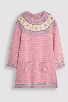 Платье с узором «фэр айл» Jojo Maman Bb, розовый