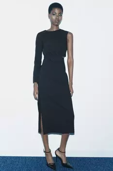 Платье с вырезом ZARA, черный
