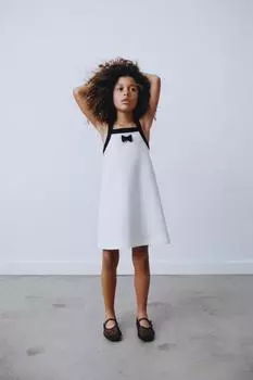 Платье с завязками ZARA, экрю