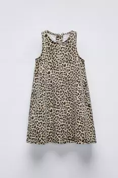 Платье с животным принтом ZARA, цвет leopard