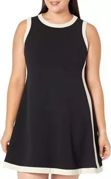Платье Scuba Crepe Color-Block Fit-and-Flare DKNY, цвет Black/Eggshell