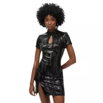 Платье Superdry Mandarin Sequin short, черный