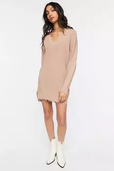 Платье-свитер с потертостями Sharkbite Forever 21, розовый