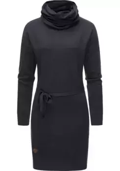 Платье-свитшот в стиле рэгвир "Babett Dress Intl.", теплое зимнее платье с широкой водолазкой Ragwear, синий