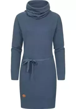 Платье-свитшот в стиле рэгвир "Babett Dress Intl.", теплое зимнее платье с широкой водолазкой Ragwear, синий