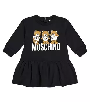 Платье-толстовка из хлопка baby teddy bear Moschino Kids, черный