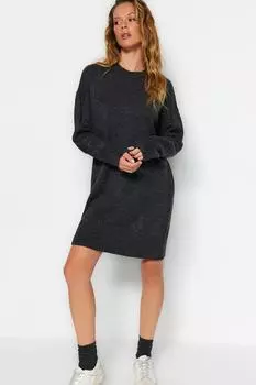 Платье Trendyol мини трикотажное, антрацит