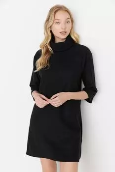 Платье Trendyol прямого кроя трикотажное, черный