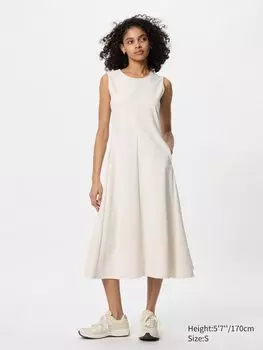 Платье ultra stretch без рукавов Uniqlo, цвет 01 белый