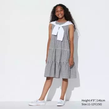 Платье UNIQLO в клетку, черный
