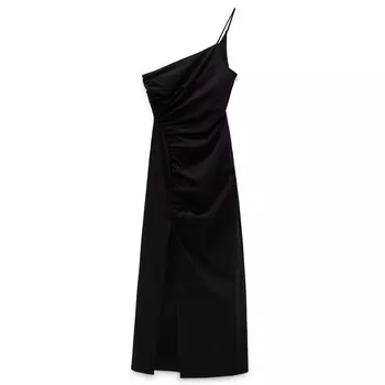 Платье Zara Asymmetric Draped, черный