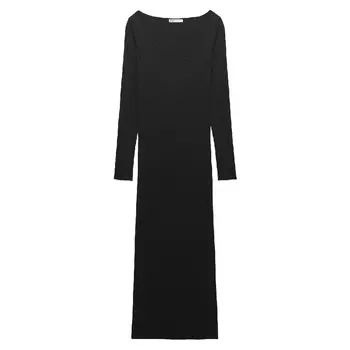 Платье Zara Asymmetric Ribbed, черный