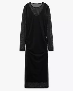 Платье Zara Contrast Tulle, черный
