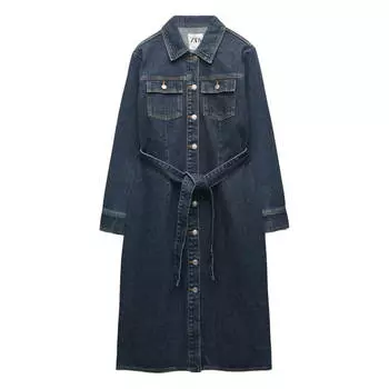 Платье Zara Denim Midi, синий