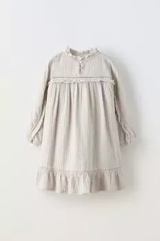 Платье Zara Dotted Mesh, серый