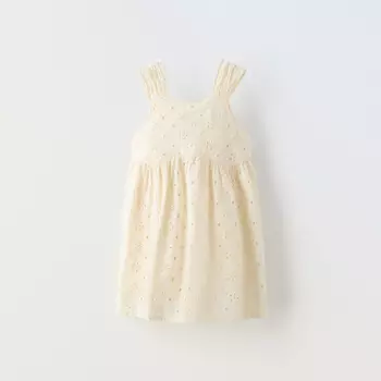 Платье Zara Embroidered, экрю