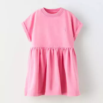 Платье Zara Faded-effect Embroidered, розовый