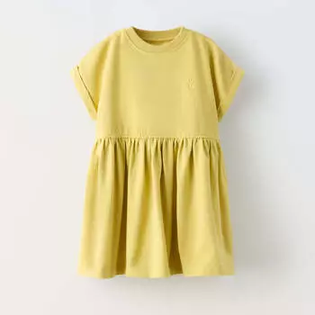 Платье Zara Faded-effect Embroidered, розовый