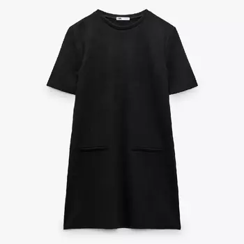 Платье Zara Faux Suede, черный
