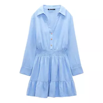 Платье Zara Linen Blend, голубой