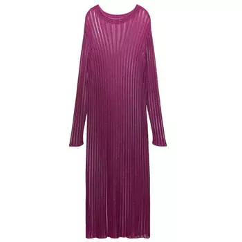 Платье Zara Long Open-knit, фуксия