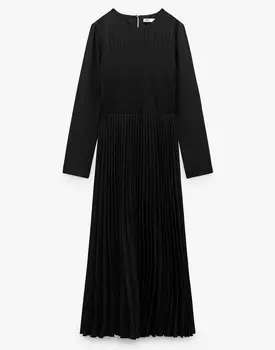 Платье Zara Pleated Midi, черный