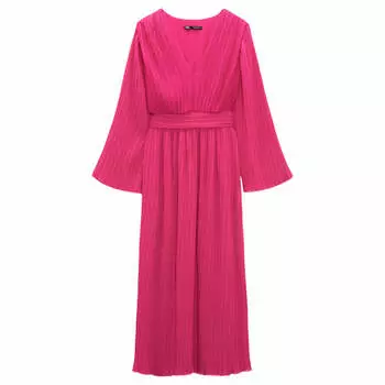 Платье Zara Pleated Midi, фуксия