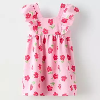 Платье Zara Printed Jacquard, розовый
