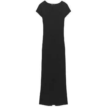 Платье Zara Ribbed Midi, черный