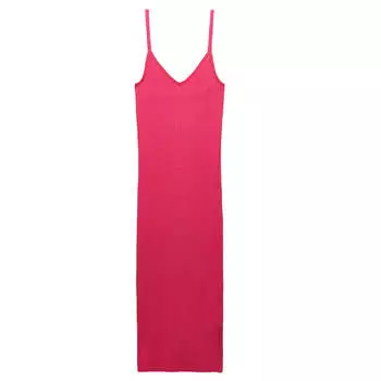 Платье Zara Ribbed Midi, фуксия