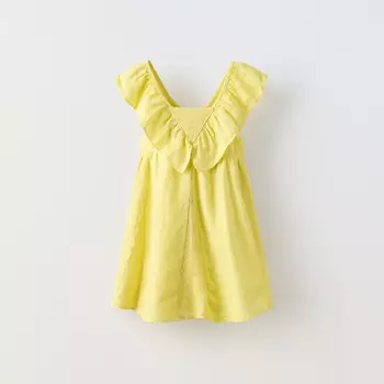 Платье Zara Ruffled Linen, желтый