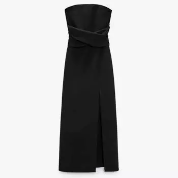 Платье Zara Strapless Midi, черный