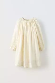 Платье Zara Textured, светло-бежевый